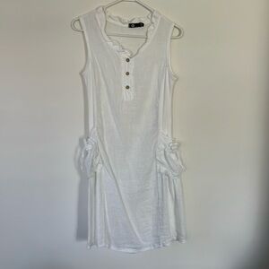 M Brand Made In Italy White 100% Linen Dress